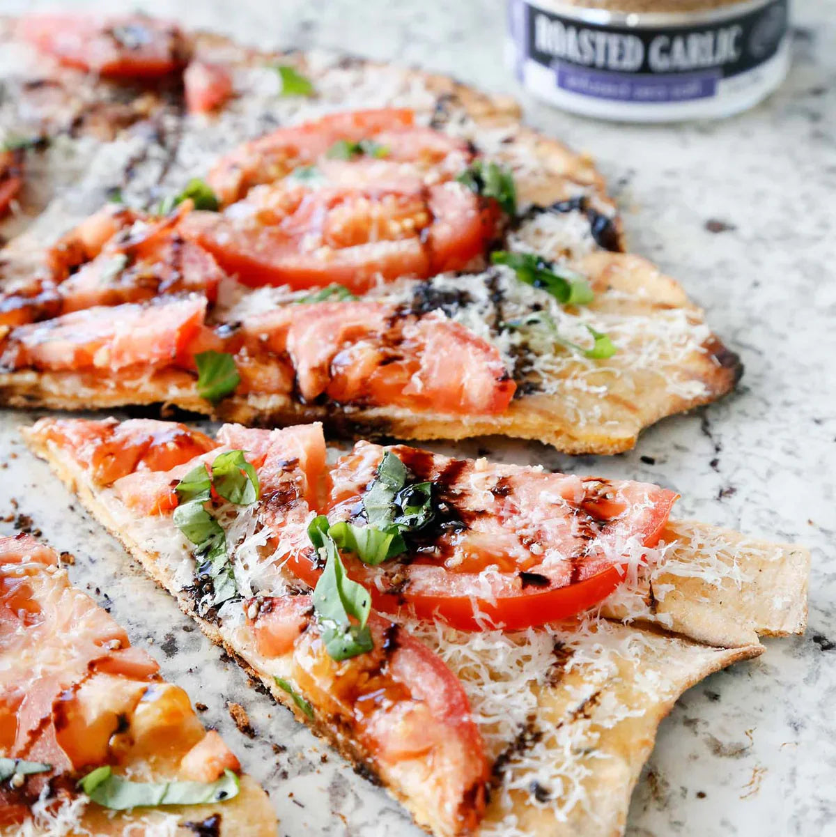 Roasted Garlic Tomato Basil Pizza