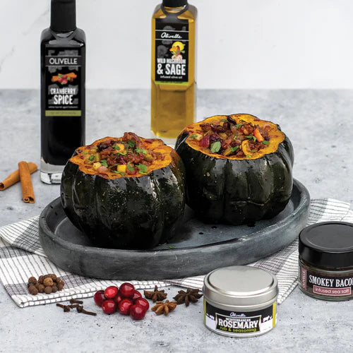 Cranberry, Apple & Sausage Stuffed Acorn Squash