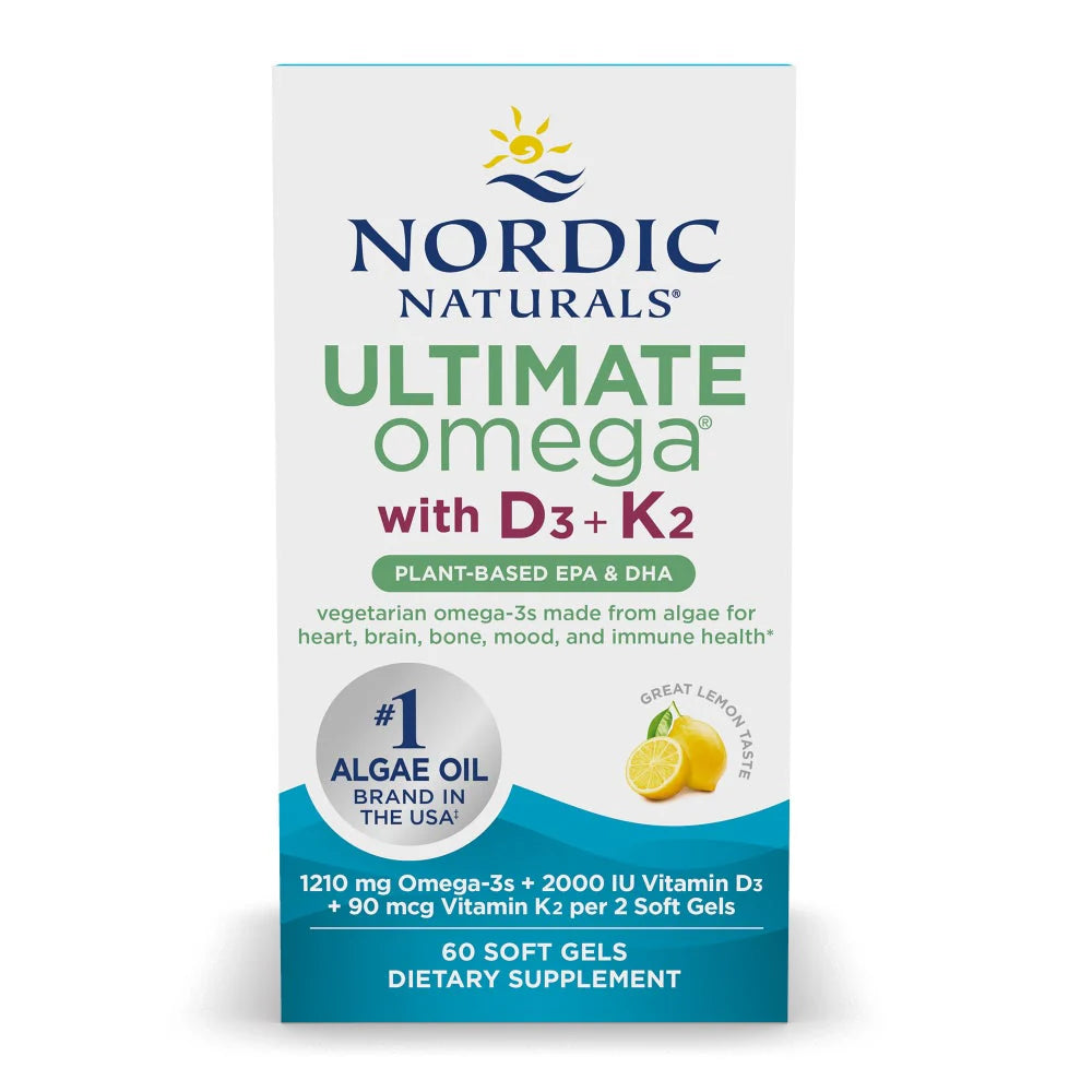 Ultimate Omega Plant-Based with D3+K2 60 Count - Lemon