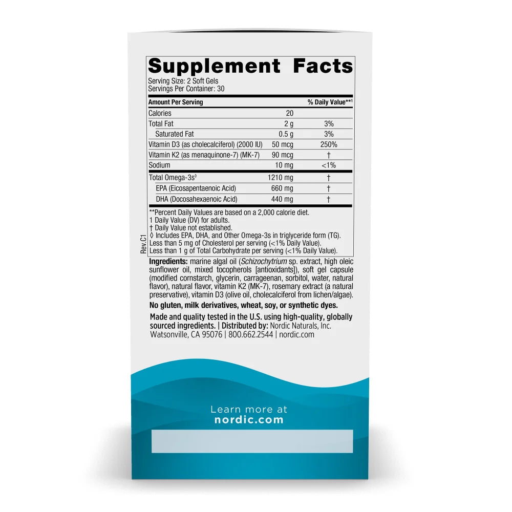 Ultimate Omega Plant-Based with D3+K2 60 Count - Lemon