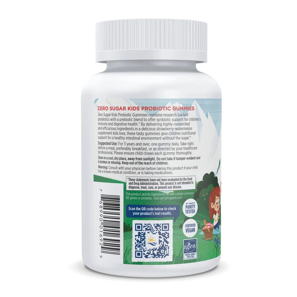 Zero Sugar Kids Probiotic Gummies 30 Count- Strawberry Watermelon