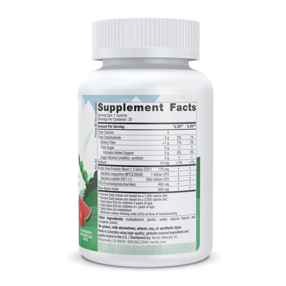 Zero Sugar Kids Probiotic Gummies 30 Count- Strawberry Watermelon