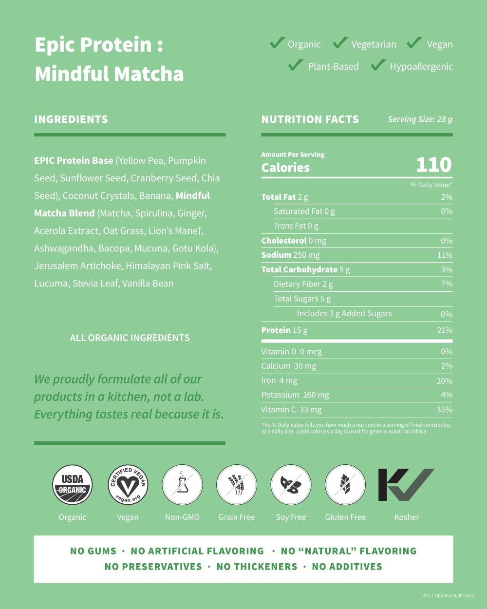 Mindful Matcha Organic Plant Protein