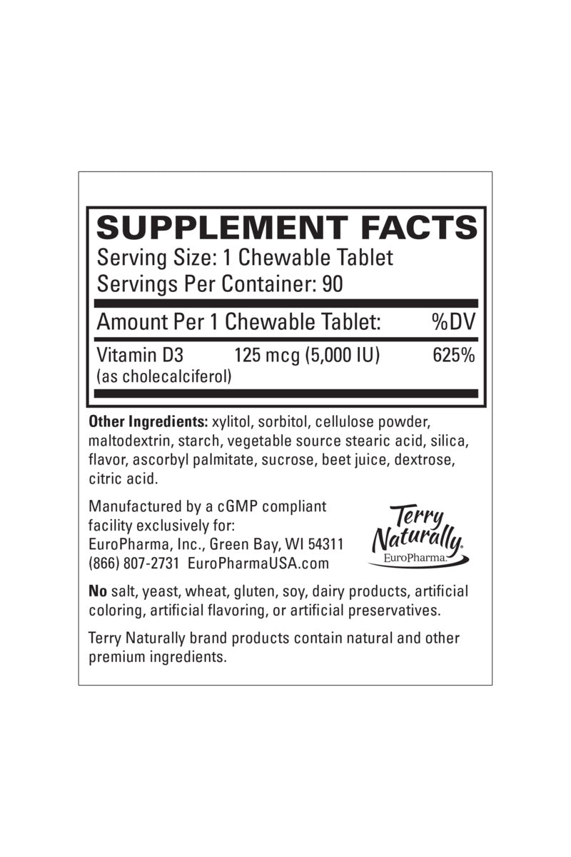 Vitamin D3 5,000IU Chewable (90)