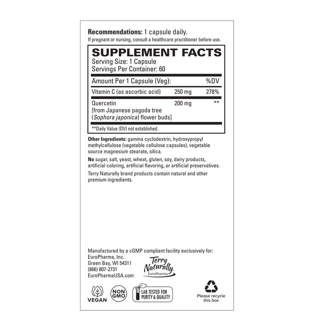 Quercetin w/Vitamin C Enhanced Absorption (60)