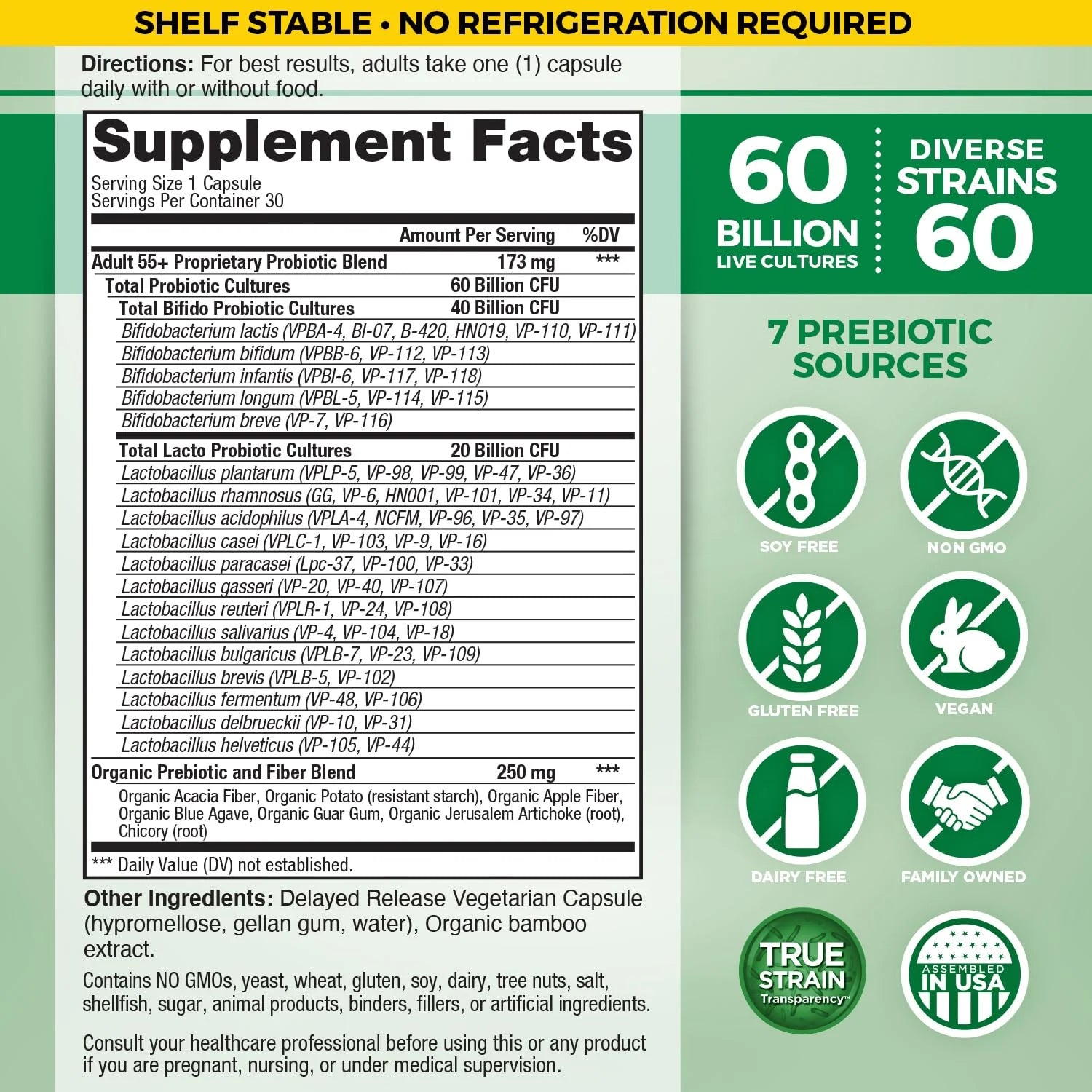 Vital Flora Adult 55+ Daily Probiotic - Shelf Stable