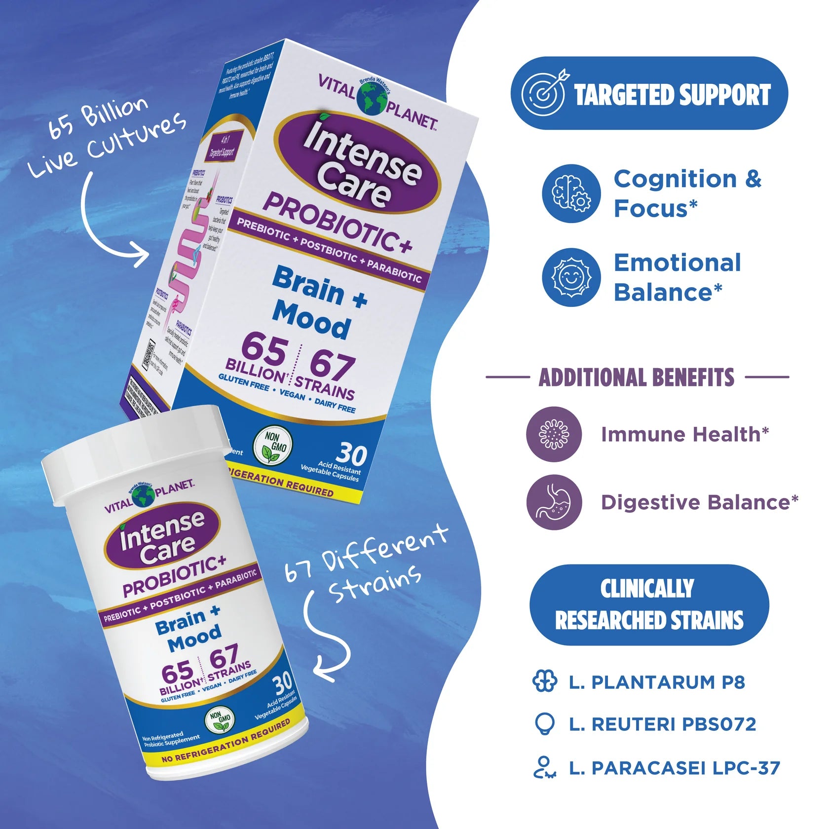 Intense Care Brain & Mood Probiotics - Shelf Stable, 30ct