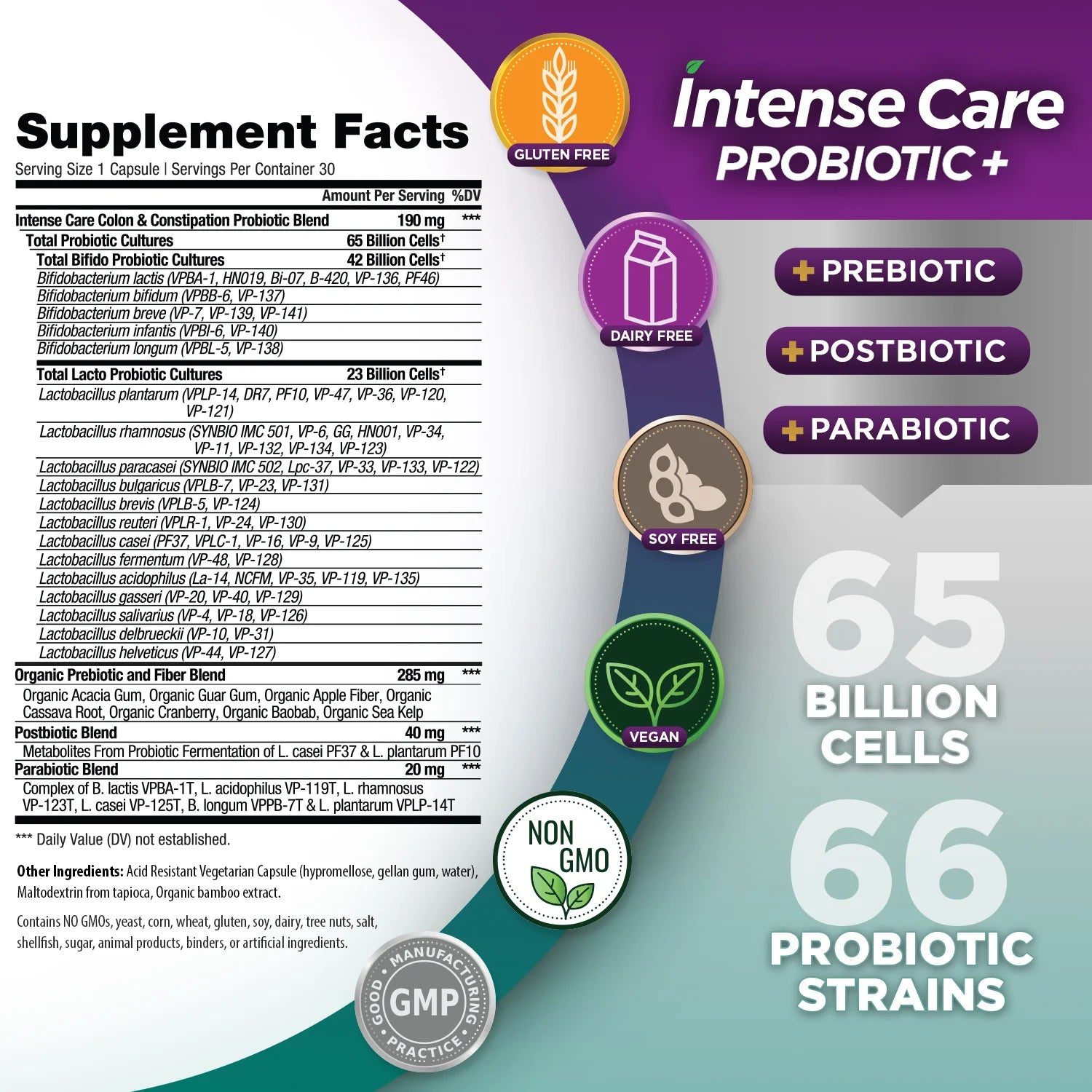Intense Care Colon & Constipation Probiotics - Shelf Stable, 30ct