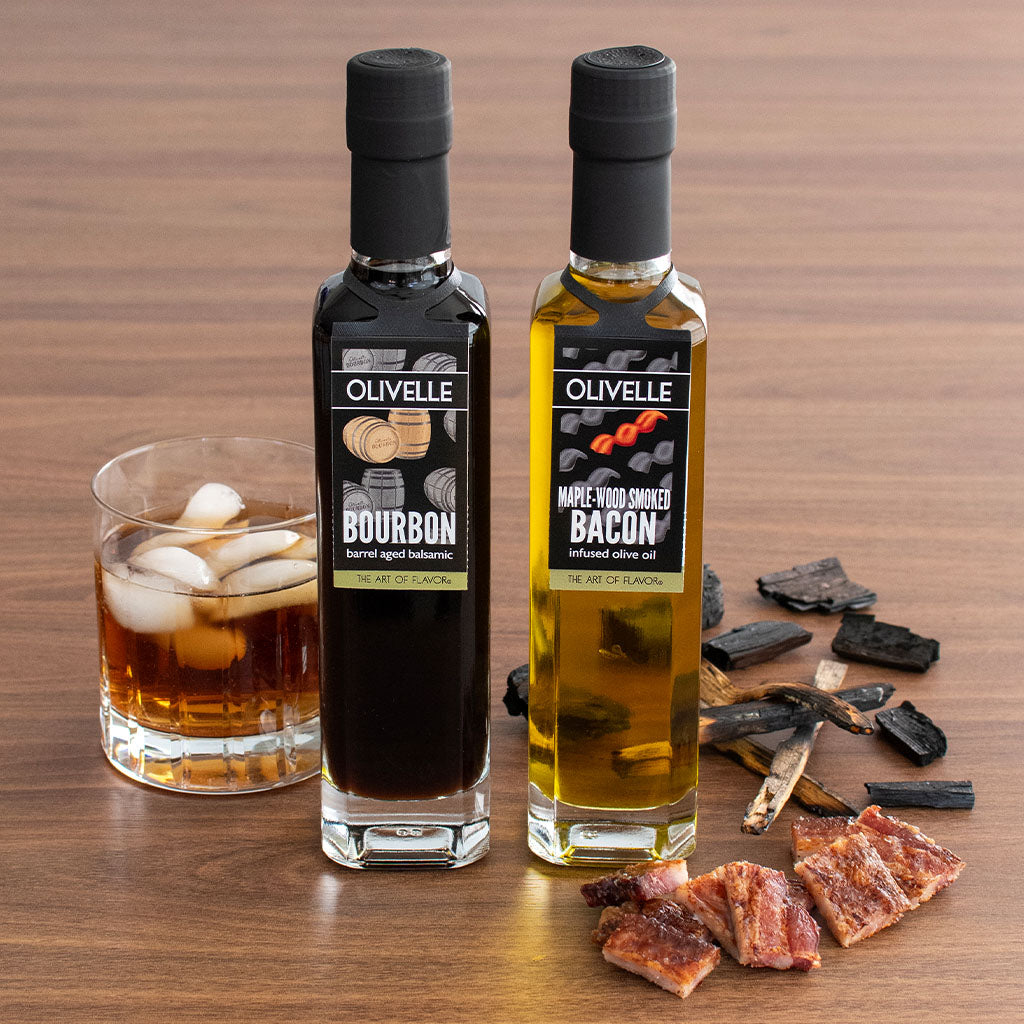 Perfect Pairing Gift - Maplewood Smoked Bacon Infused Olive Oil & Bourbon Barrel Aged Balsamic