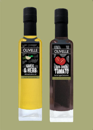 Garlic & Herb Infused Olive Oil & Sun-Dried Tomato Barrel Aged Balsamic