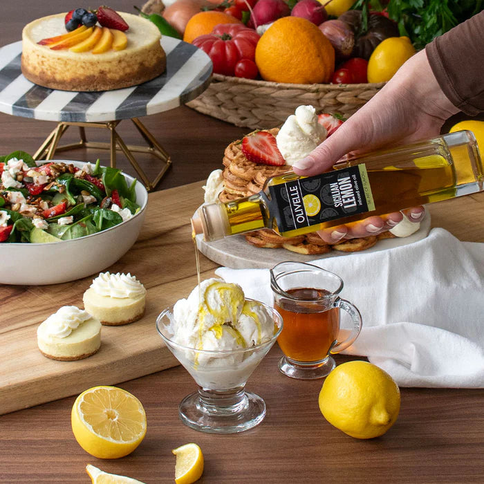 Sicilian Lemon Infused Olive Oil & Vine-Ripened Raspberry White Barrel Aged Balsamic