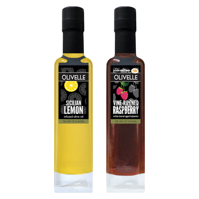 Sicilian Lemon Infused Olive Oil & Vine-Ripened Raspberry White Barrel Aged Balsamic