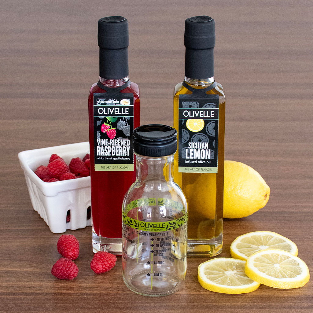Perfect Pairing Gift - Sicilian Lemon Infused Olive Oil & Vine-Ripened Raspberry White Barrel Aged Balsamic