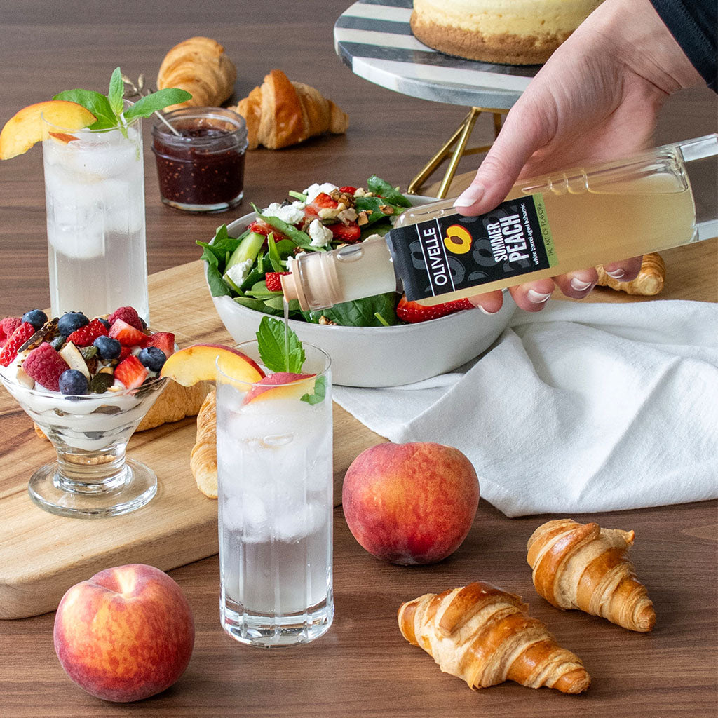 Perfect Pairing Gift - Basil Genovese Infused Olive Oil & Summer Peach White Barrel Aged Balsamic