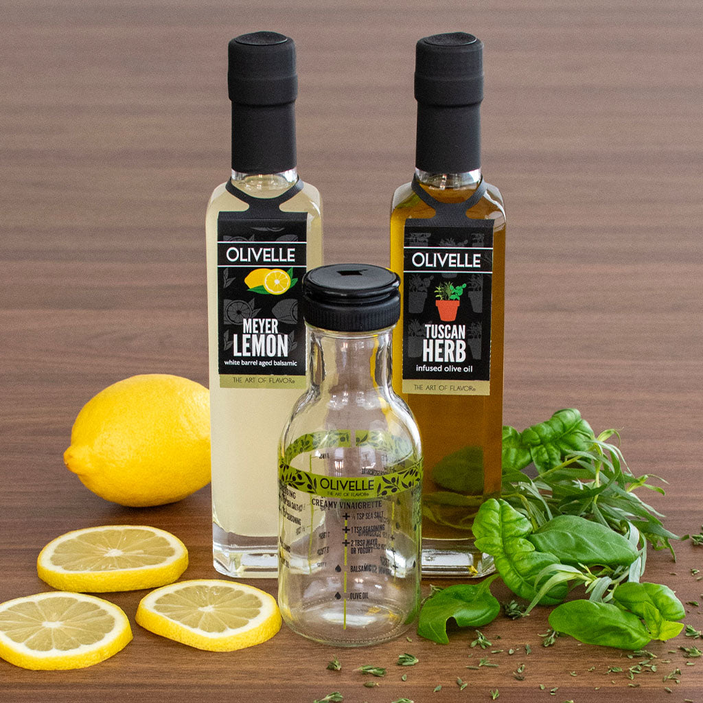 Perfect Pairing Gift - Tuscan Herb Infused Olive Oil & Meyer Lemon White Barrel Aged Balsamic
