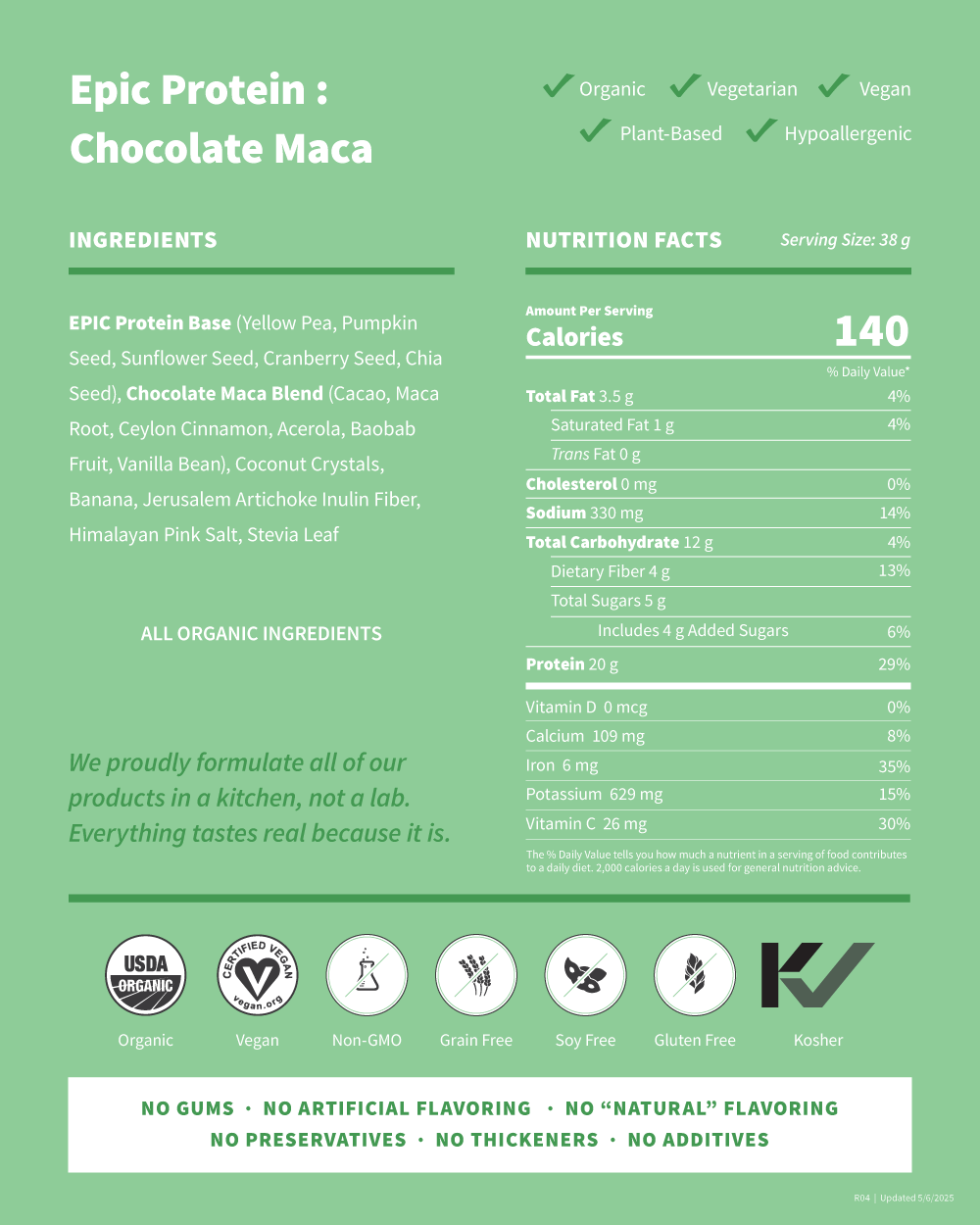 Chocolate Maca Organic Plant Protein